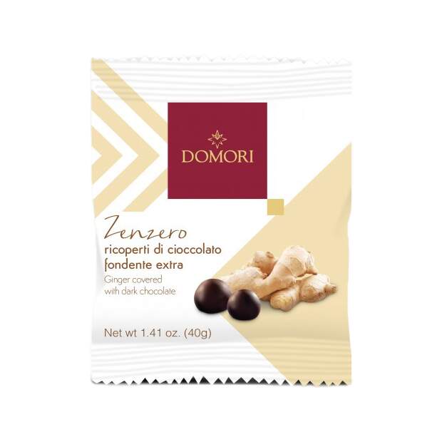 Domori Ginger Dragees covered in chocolate